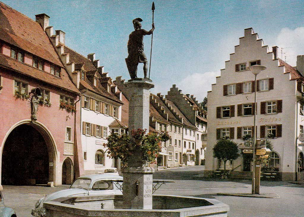 Demetriusbrunnen auf dem unteren Rathausplatz, ca. 1960