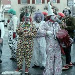 Clowngruppe auf dem unteren Rathausplatz, Fasnacht 1988