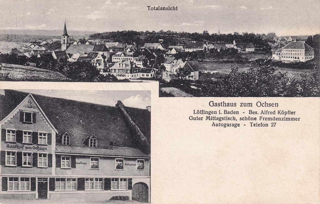 Ansichtskarte vom Gasthaus »Ochsen«, ca. 1930