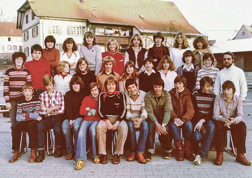 Klasse 10a der Realschule mit Lehrer Gärtner, 1980